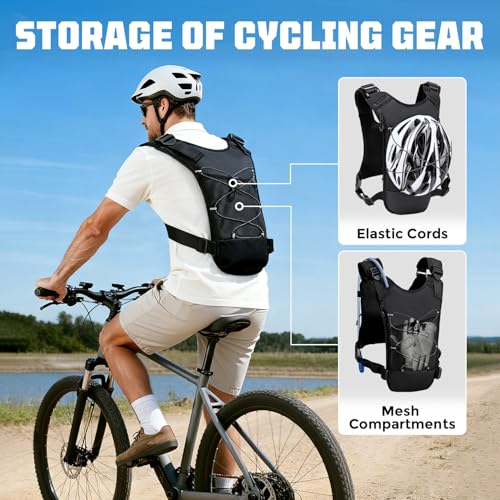 Running Hydration Vest with 2L Water Bladder， Lightweight Adjustable Hydration EDC Chest Pack for Men and Women, Water Bac...