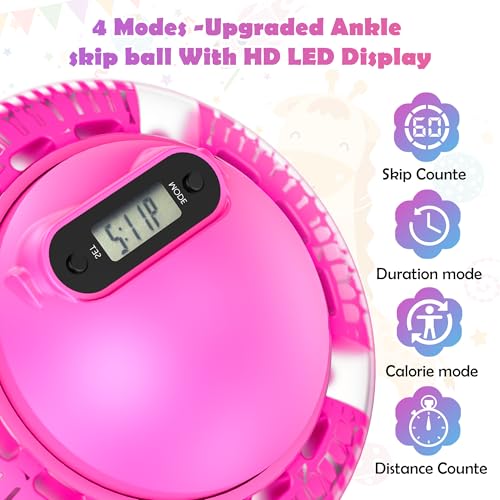 VOOPARK Skip Ball for Kids - Ankle Jump Rope Ball with LED Display, Counter, Time/Distance/Calorie Tracker, Colorful Flash...