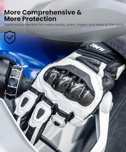 ILM Air Flow Leather Motorcycle Gloves Touchscreen for Men and Women Model-GRC01 (M, White)