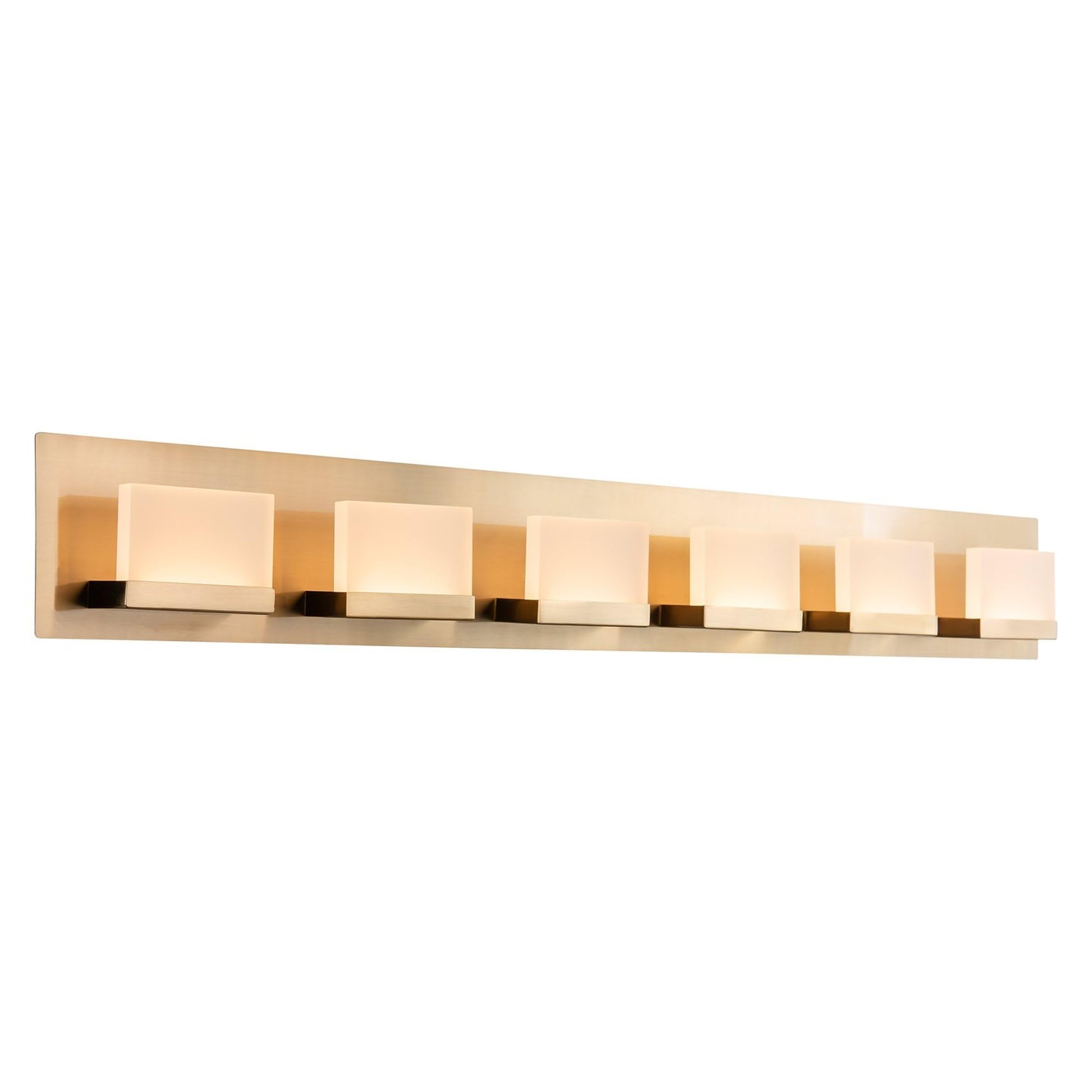 Kira Home 48in Modern 6-Light Bathroom Vanity Light, Cool Brass Finish, Metal, RV-WB9266-CB, 3000k Warm White Light