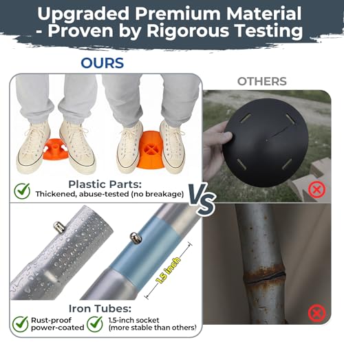 Tuszom Boat Cover Support Pole Systems with Anti-UV PE Ropes & 9" ABS Base, Highly Stable Windproof Support Pole - Adjustb...