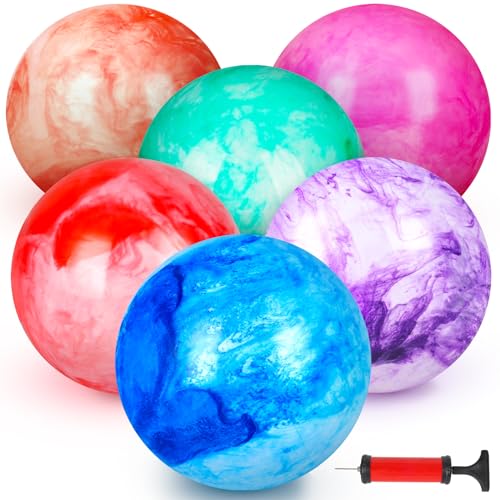 FUTUREPLUSX 6PCS Inflatable Playground Balls, 8.7 Inches Kickball Dodge Ball with Pump, for Kids Indoor and Outdoor Play, ...