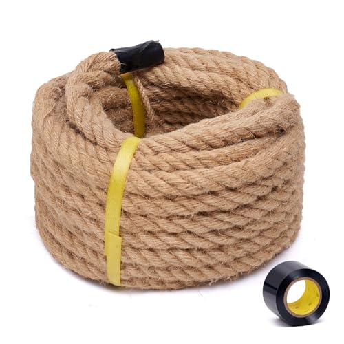 BRETANGME Jute Rope 1/2 Inch 50 Feet, Heavy Duty Rope, Twisted jute for Tug of War, Swing, Crafts, Gardening, Home Decor, ...