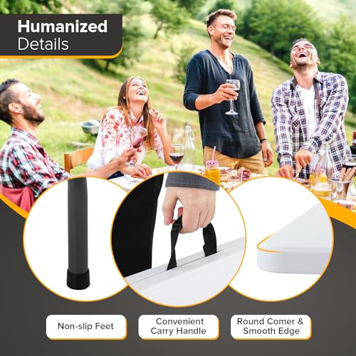 Dopinmin Folding Table 6FT Portable Heavy Duty Plastic Camping Table Foldable Tables Plastic Dining Tables Indoor Outdoor ...