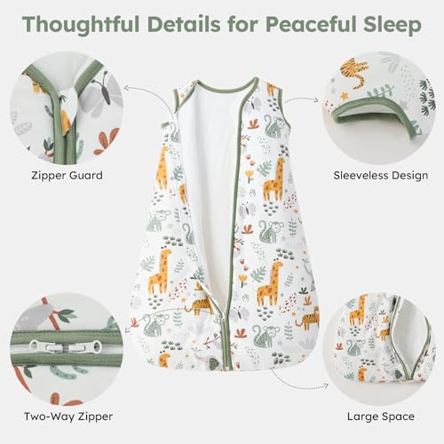 FIEMOL Baby Sleep Sack 6-12 Months, 2.5 TOG Cotton Winter Baby Wearable Blanket with 2-Way Zipper, Warm Soft Sleeping Bag ...