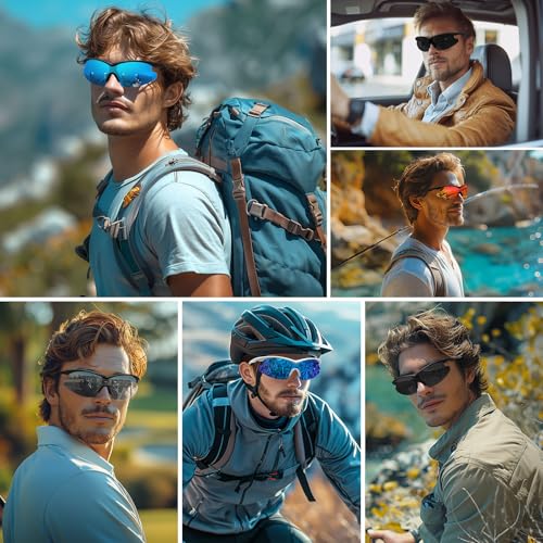 Ofwin Polarized Sports Sunglasses Men Women Fishing Hiking Cycling Wrap Around Half Frame Sun Glasses UV Protection