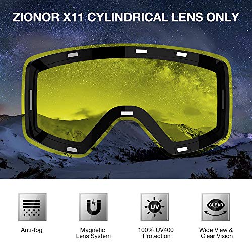 ZIONOR Ski Goggles Lens, X11 100% OTG Snow Goggles Detachable Lens for Men Women Adult