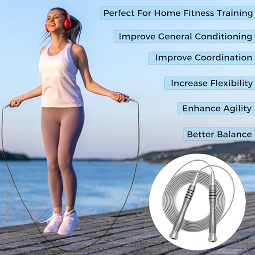 High Speed Jump Rope - Self-Locking No-Screw Design, Weighted Jump Rope, 360° Fast Rotation, Silicone Textured Design, No...