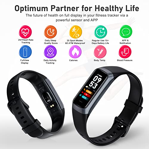 Fitness Tracker with Step Counter/Calories/Stopwatch, Activity Tracker, Health Tracker with Heart Rate Monitor, Sleep Trac...