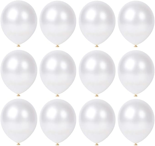 12 inch Pearl White Latex Balloons, 60 pcs Thick WhiteBalloons for Party Decorations (12inch Pearl white)