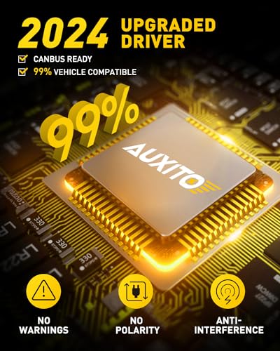 "AUXITO H3 LED Bulb, 16,000LM 600% Super Brighter, 10 Years Lifespan, 1:1 Size Plug-n-Play, 100% Perfect Installation, H3 ...