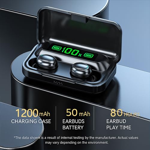 BSWLMDD Wireless Earbuds, Bluetooth 5.3 Headphones, Touch Control Noise Cancellation, HiFi Stereo with LED Display Chargin...