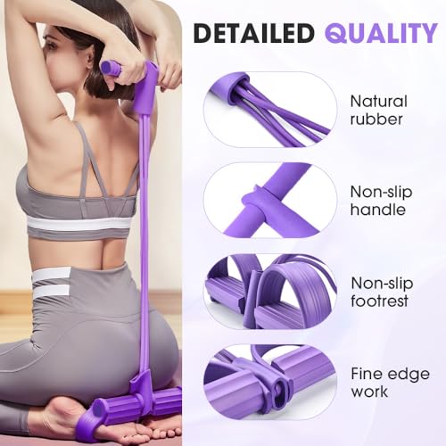 2026 New 21 Fitness Resistance Bands-4 Tube Pedal Ankle Puller, Resistance Band with Handle, Detachable and Adjustable Ped...