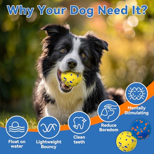 Lepawit Indestructible Dog Ball Toy, Durable Dog Tennis Balls for Aggressive Chewers, High Bounce & Floating Balls for Dog...