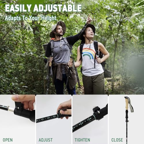 Walking Trekking Poles 2 Pack - 5 Section Lightweight Aluminium Alloy with Anti Shock & Quick Flip Lock - Cork EVA Handle,...