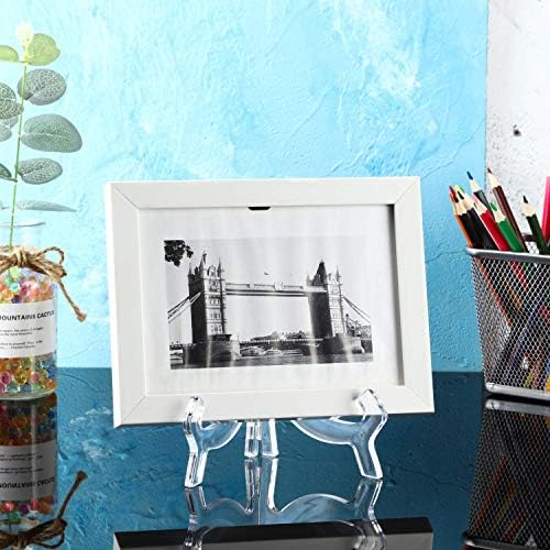 HESTYA 6 Pack 7 Inch Acrylic Easel Stand, Display Stand, Plate Holder for Display, Photo Holder Picture Frame Book(Clear)
