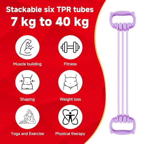 XLMABZ 6 Gear Adjustable Resistance Bands, Fitness Resistance Bands Exercise Bands with Comfort Grips, Unisex, for Arms, C...