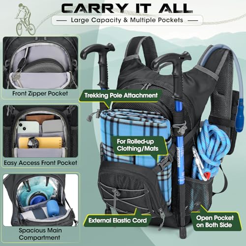 Hydration Backpack with Water Bladder, 18L Lightweight Hiking Backpack for Women&Men Small Insulated Hydration Water Pack ...