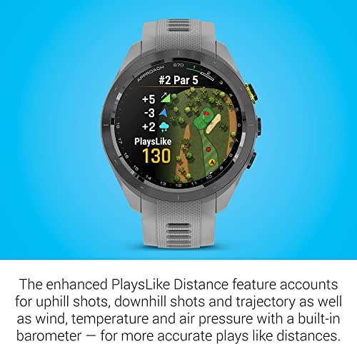 Garmin Approach S70 (Gray, 42mm) Golf GPS Watch AMOLED Display with Charging Stand, Car & Wall Adapters and Cleaning Kit
