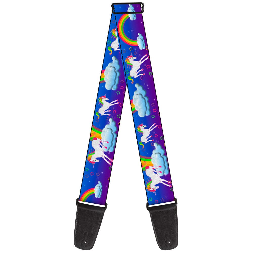 Buckle-Down Guitar Strap, Unicorns Rainbows Stars Blue Purple, 2 Inches Wide