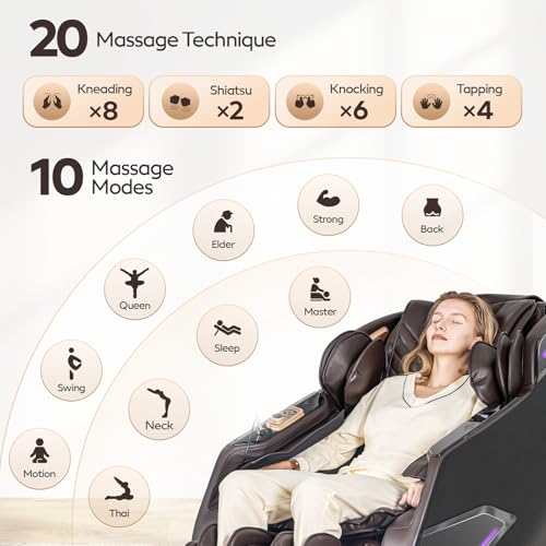 4D Massage Chairs Full Body,Zero Gravity SL-Track Shiatsu Massage Chair Recliner,Core Heating,20 Massage Techniques,Deep Y...