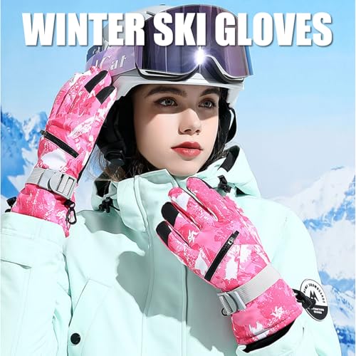 VZVXDW Winter Gloves, Waterproof Thermal Touchscreen Ski Glove, Suit for Ski, Cycling, Hiking, Driving, Typing, Freezer Work