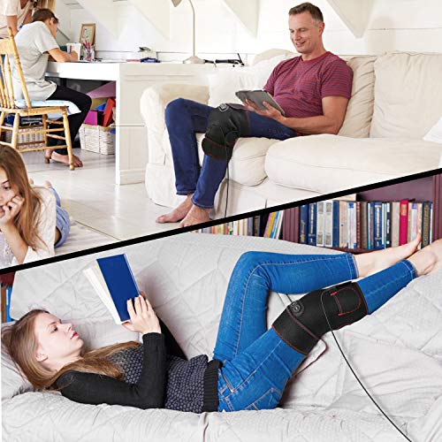 PKSTONE Heated Knee Brace Wrap, 3 Adjustable Heat and Vibration Massager for Arthritis Knee Pain Relief Massaging Knee Pad...