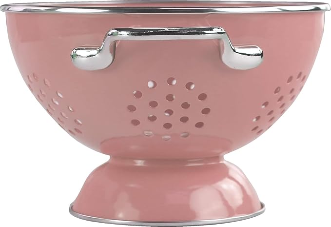 Calypso Basics by Reston Lloyd Enameled Colander & Vegetable Strainer, 5 Quart, Pink