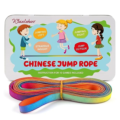 Kleintober I Chinese Jump Rope I Rubber Twist I Gummitwist I Indoor and Outdoor Toys I Stretchy Rope for Kids I with Instr...