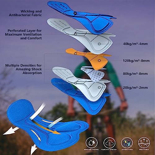 Men's Mountain Bike Shorts 3D Padded Baggy Bicycle Riding Cycling Shorts Quick Dry Lightweight Biking Shorts