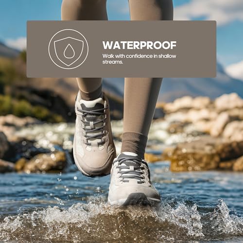 NORTIV 8 Women's Waterproof Hiking Shoes with Arch Support Outdoors Leather Walking Trekking Camping Tennis Workout Cross ...