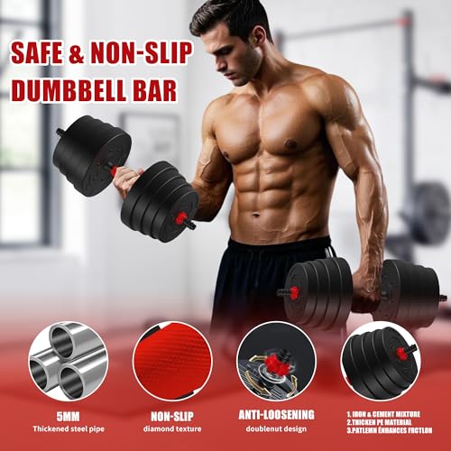 90 LB/75 LB/45 LB/25 LB Adjustable Dumbbells 4-in-1 Dumbbells Set Free Weight Set with Connector – Convert to Barbell, Ket...