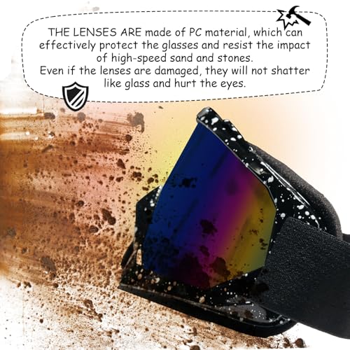 Motorcycle Goggles ATV goggles UTV MX Offroad Riding Goggles,Ski Goggle Windproof Dustproof Scratch Resistant Anti UV