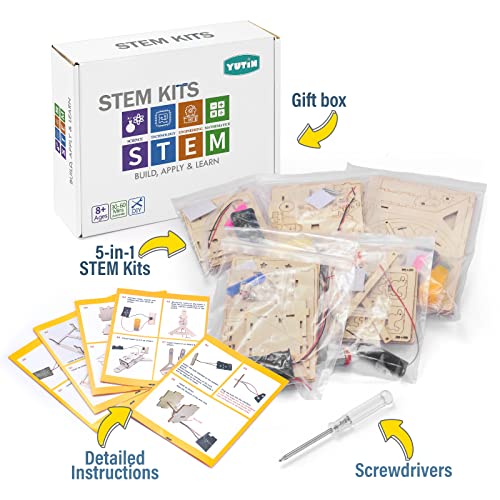 Yutin 5 Individual STEM Science Kits for Kids, Wood Arts and Craft Kits, STEM Toys for Boys Girls Age 8-12 8 10 12 13 14 G...