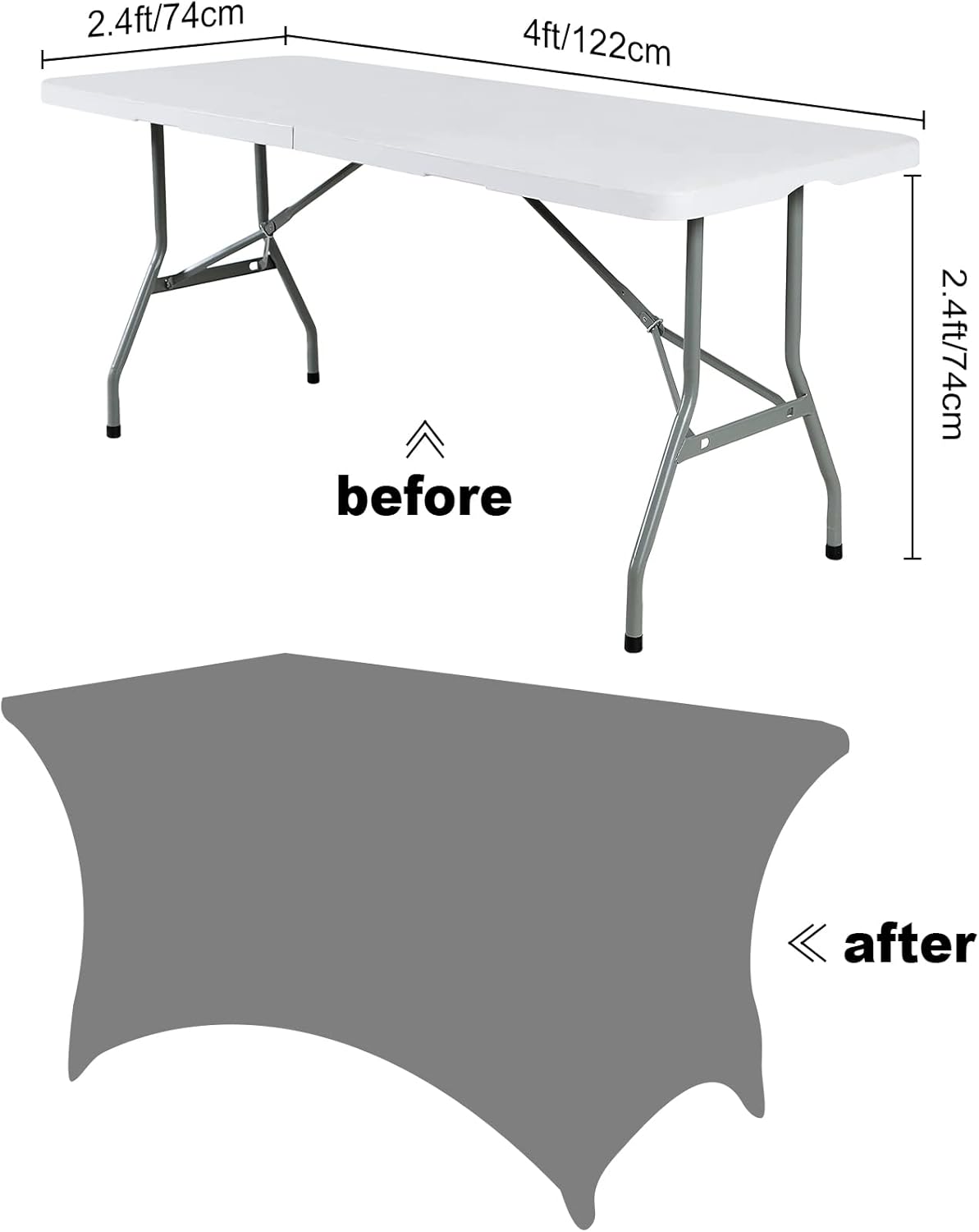 SuperO Waterproof Spandex Table Cover for 4FT Table Universal Fitted Stretch Tablecloth for Party, Banquet, Wedding and Events-Lavender
