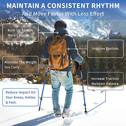 Aihoye Trekking Hiking Poles - 2 Pack Adjustable Walking Sticks, Collapsible Lightweight Aluminum 7075, Hiking Sticks with...