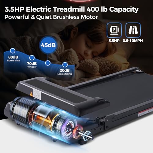 Walking Pad Treadmill with Handle Bar, Compact Portable Treadmills for Home Small, Electric Walking Pads with Handles, 3.5...