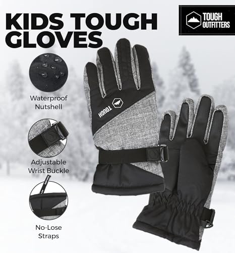 Tough Outdoors Kids Insulated Waterproof Snow Gloves - Youth Winter Ski Gloves for Girls & Boys