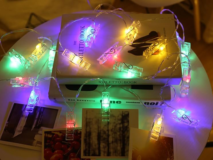 Magnoloran 20 LED Photo Clip String Lights, Remote Controlled, 7.2ft, Multicolor, Model PC006-CO-FBA-1
