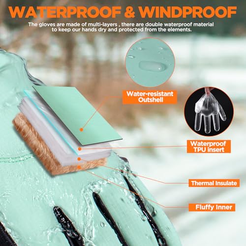 rivmount Winter Waterproof Ski Snow Warm Gloves for Women Men, Windproof Cold Weather Thermal with Touchscreen Fingers, fo...