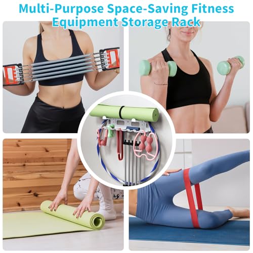 KHAMAL Multi-Purpose Gym Equipment Storage Rack for Resistance Bands - Gym Wall Storage for Exercise Bands, Yoga mat, Jump...