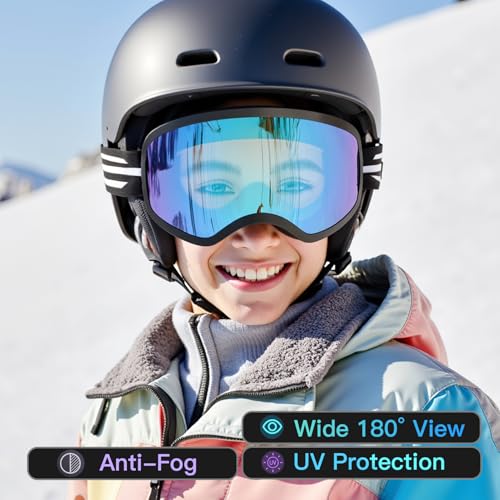 LOEO Kids Ski Goggle, Snow Ski Goggles for Kids Youth Teens Boys and Girls from 5-14