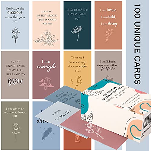 100 Affirmation Cards for Women and Men With 150+ Thought-Provoking Questions, Unique Affirmation cards for stress Relief,...