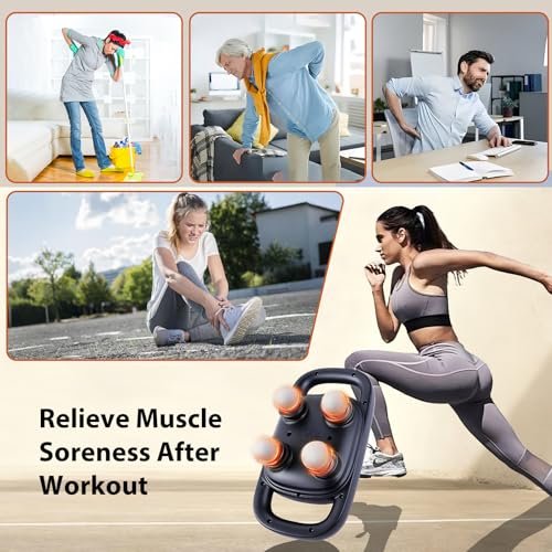 grnpeak 4 Head Massage Gun,Update 25W Powerful Motor for Deep Tissue Percussion Massager with 99 Intensity Levels for Nec...