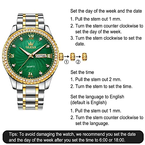 Men's Casual Stainless Steel Watch, Big Face Easy to Read Analog Quartz Watch with Day and Date, Classic Waterproof Diamon...