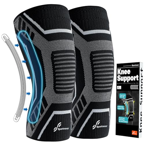 Sportneer Knee Brace with Dual Side Stabilizers – Maximum Support Compression Knee Sleeve for Men & Women, Anti-Slip Knee ...
