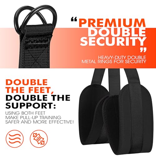HPYGN Two Foots Pull Up Assistance Bands, Heavy Duty Resistance Band for Pull Up Bar, Adjustable Weight/Size with Fabric F...