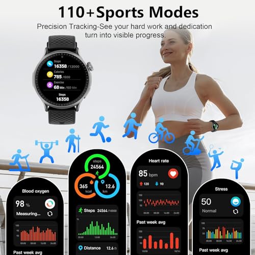 Smart Watch for Men Women, 1.46'' AMOLED Ultra-HD Screen Fitness Tracker with Heart Rate/Sleep/SpO2 Monitor, Answer/Make C...