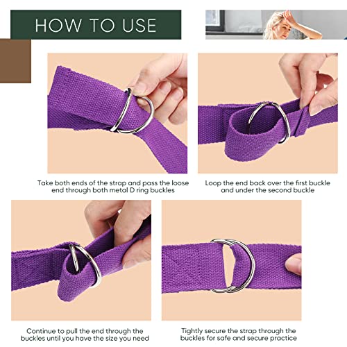 10 Pcs Yoga Strap 8ft Yoga Stretching Exercise Band Stretching Belt with Adjustable Metal D Ring Buckle Loop for Pilates, ...