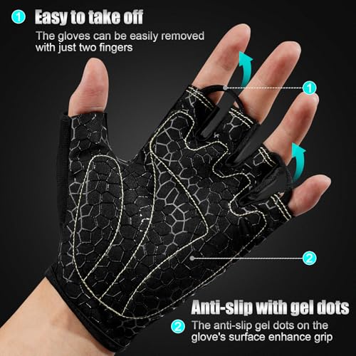 FITFIV Cycling Gloves Bike Gloves for Men/Women Half Finger Biking Gloves Exercise Workout Gloves Suitable for Outdoor Spo...